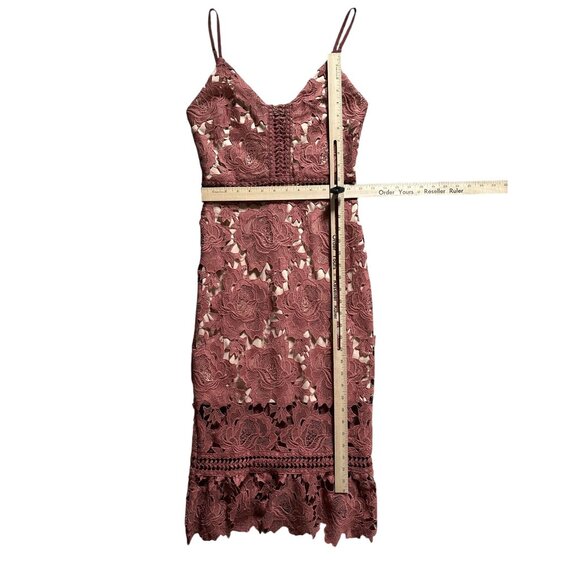 Gianni Bini Lace Midi Dress XS Mauve Spaghetti Straps Crocheted Formal Party - Picture 7 of 7